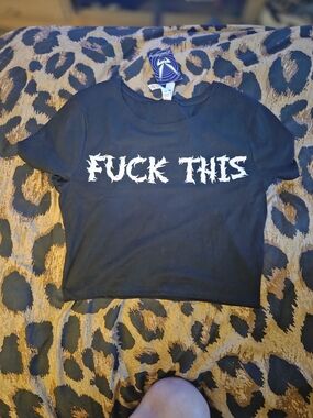 Bella Canvas Black Crop Top with White Graphic Text